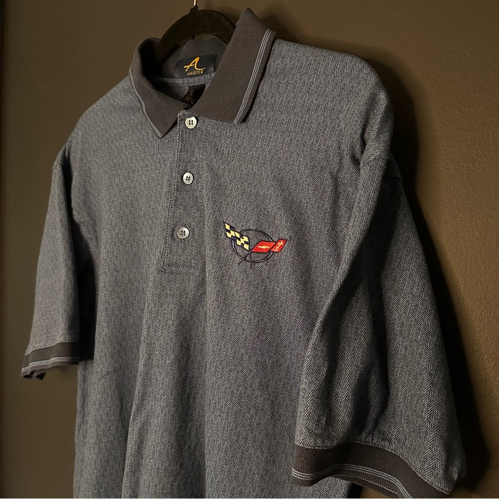 Corvette C5 1997-2004 Gray Heather Polo Shirt with Embroidered Corvette Logo VTG